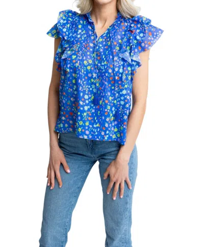 Karlie Summer Vneck Ruffle Top In Blue