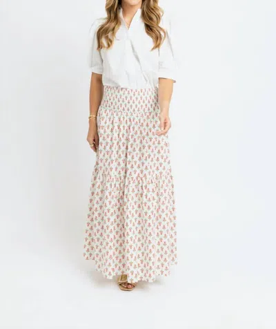 Karlie Sweet Bloom Digital Floral Smock Tier Maxi Skirt In Ivory In Multi