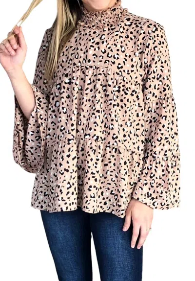 Karlie Tiered Leopard Blouse In Sand In Animal Print