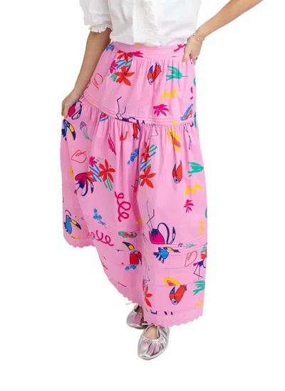 Karlie Tiered Maxi Skirt In Magenta Artist In Pink