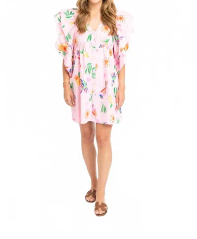 Karlie Toucan Fruit Ruffle Mini Dress In Pink