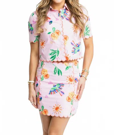 Karlie Toucan Fruit Scallop Skirt In Pink