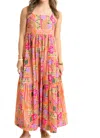 Karlie Toucan Scarf Tier Maxi Dress In Orange Multi In Multi
