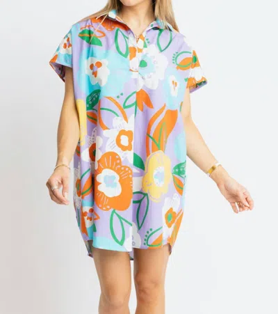 Karlie Tropical Garden Artist Floral Dress In Purple In Multi