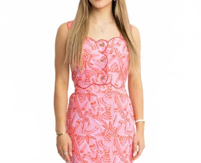 Karlie Tropical Linen Scallop Tank In Pink