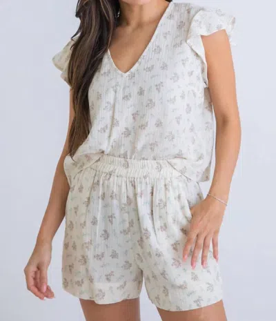 Karlie Vintage Floral Gauze Top In Ivory In Multi