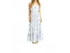 Karlie Vintage Floral Tank Tie Maxi Dress In Blue In Blue