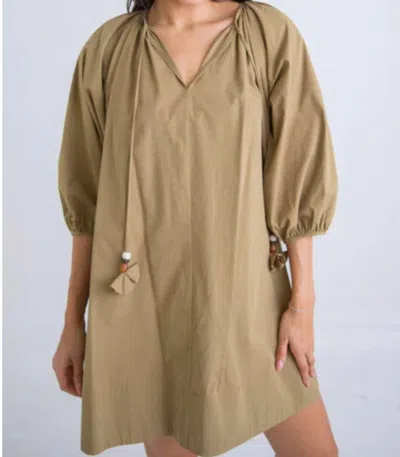 Karlie Vneck Poplin Swing Dress In Olive In Green