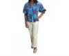 Karlie Women's Abstract Leaf Top In Turtquoise In Multi