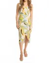 Karlie Women's Abstract Leaf Wrap Dress In Tan In Multi