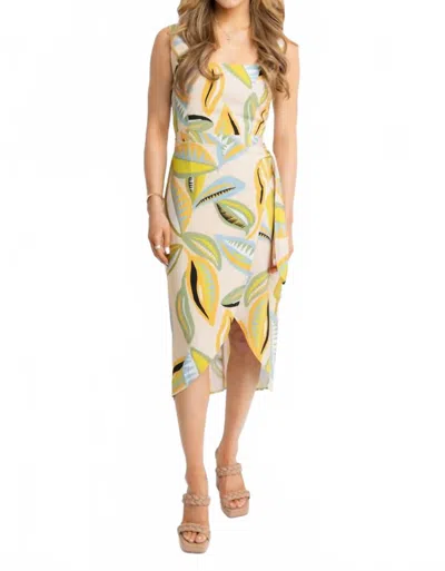 Karlie Women's Abstract Leaf Wrap Dress In Tan In Multi