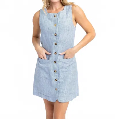 Karlie Women's Denim Stripe Sleeveless Shift Dress In Blue In Multi