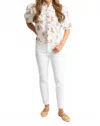 Karlie Digital London Floral Ruffle Top In Ivory In Multi
