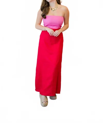 Karlie Women's Emersyn Linen Color Block Bustier Maxi Dress In Red In Multi