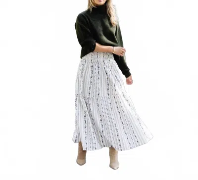 Karlie Women's French Floral Tier Maxi Skirt In White In Black