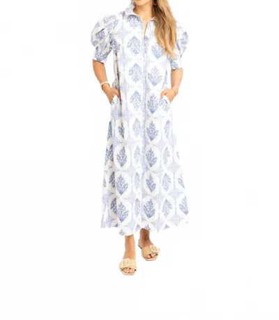 Karlie Women's French Vintage Floral Maxi Shirt Dress In Blue