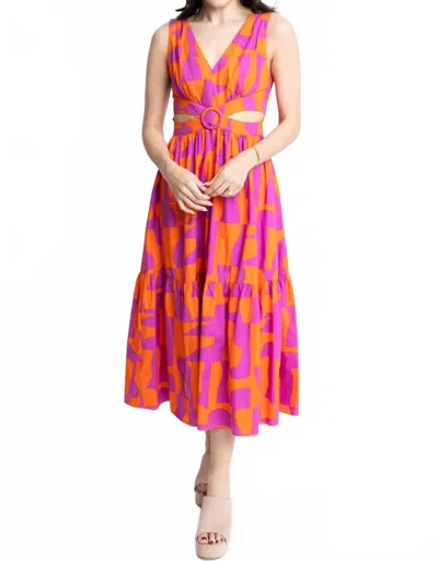 Karlie Women's Geometric Poplin Cut Out Maxi Dress In Orange Purple In Pink