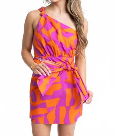 Karlie Women's Geometric Poplin Dress In Orange
