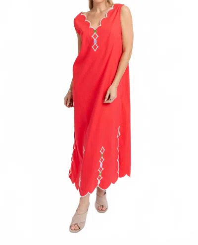 Karlie Women's Kendra Vneck Scallop Dress In Red