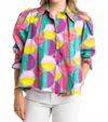 Karlie Modern Pop Button Up Top In Multi In Multi