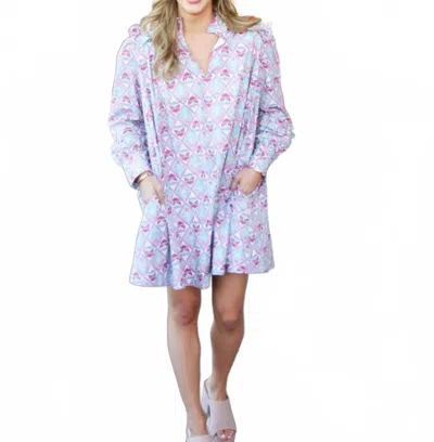 Karlie Women's Paris Floral Ruffle Dress In Pink In Blue