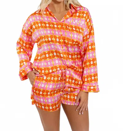 Karlie Women's Retro Floral Button Up Top In Pink