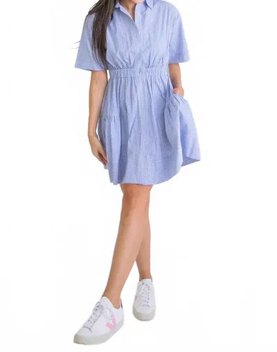 Karlie Women's Stripe Poplin Button Up Dress In Blue