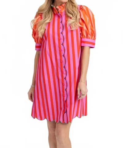 Karlie Women's Wylie Stripe Ruffle Dress In Pink