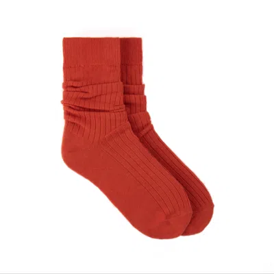 Karlina's Men's Ribbed Cotton Sock Two Pack In Chili Red