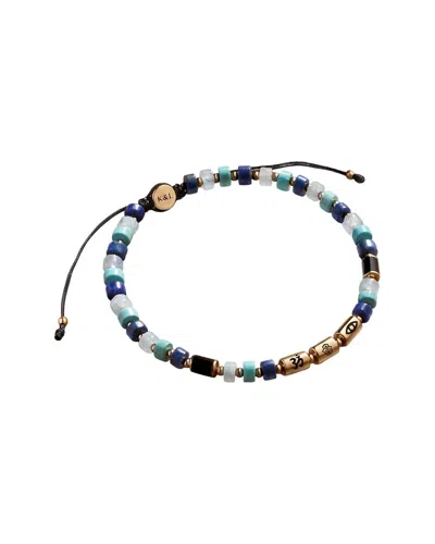 Karma And Luck 18k Plated Lais/ Aquamarine/ Turquoise Bolo Bracelet In Yellow
