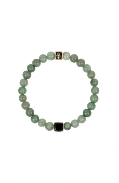 Karma And Luck Abundant Support Jade Onyx Hamsa Bracelet In Black/gold