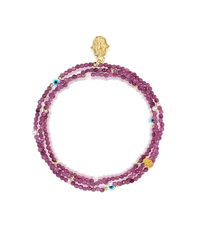 Karma And Luck Activated Spirit Ruby July Birthstone Wrap Bracelet In Purple