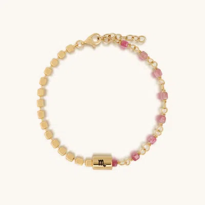 Karma And Luck Ardent Mystic Scorpio Pink Tourmaline Bracelet In Gold