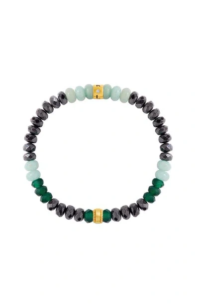 Karma And Luck Aurora Essence Stretch Gemstone Bracelet In Metallic