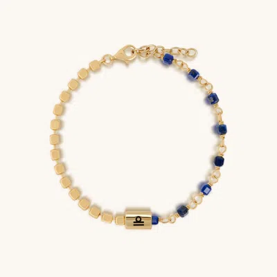 Karma And Luck Balanced Diplomat Libra Lapis Bracelet In Gold