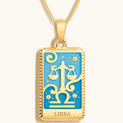 Karma And Luck Balanced Growth - Libra Card Necklace In Gold