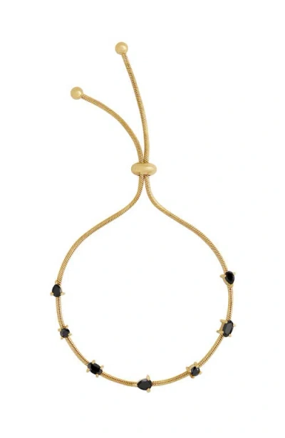 Karma And Luck Black Onyx Gold Plated Bolo Bracelet Midnight Flow