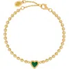Karma And Luck Blessed & Peaceful Malachite Heart Bracelet In Gold/green