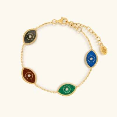 Karma And Luck Blessed Soul Evil Eye Multi Stone Chain Bracelet