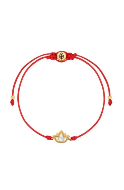 Karma And Luck Blossoming Spirit Mother Of Pearl Lotus Red String Bracelet