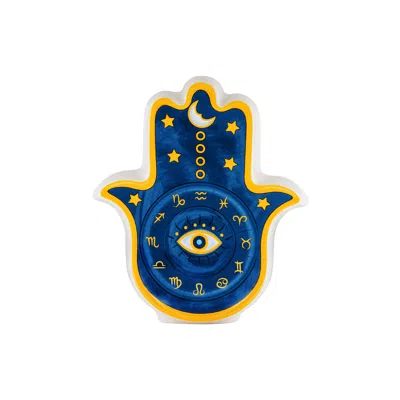 Karma And Luck Blue / White / Yellow Cosmic Energy - Zodiac Hamsa Statue