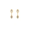 Karma And Luck Boundless Joy Hamsa & Evil Eye Mother Of Pearl Earrings In Gold/grey