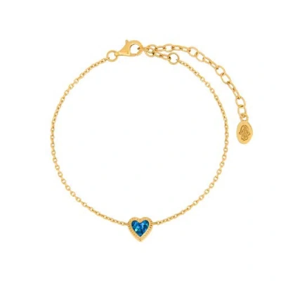 Karma And Luck Calming Vibrations Lab Blue Opal Heart Gold Bracelet