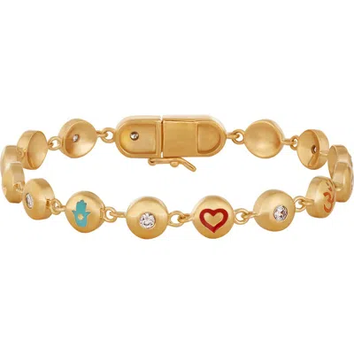 Karma And Luck Celestial Blessings Multi-symbol Bracelet In Gold