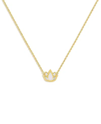 Karma And Luck Centered Mindset Lotus Mother Of Pearl Necklace In Gold