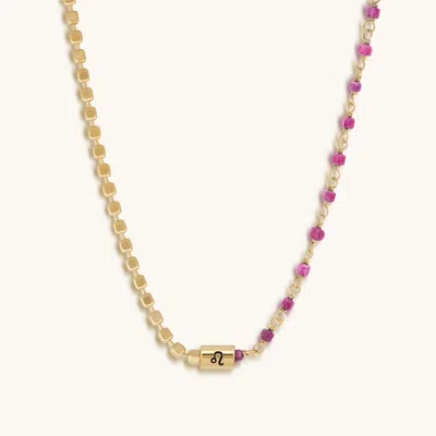 Karma And Luck Confidently Majestic Leo Ruby Necklace In Pink