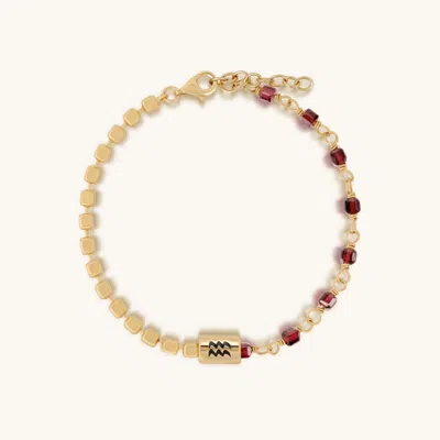 Karma And Luck Devoted Humanitarian Aquarius Garnet Bracelet In Gold