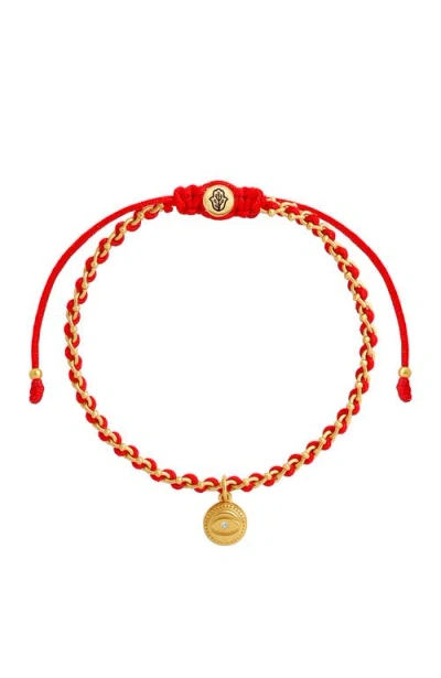 Karma And Luck Divine Shield Red String Evil Eye Bracelet In Green