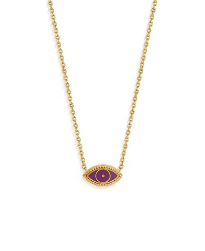 Karma And Luck Divine Vision Amethyst Evil Eye Gold Necklace In Blue