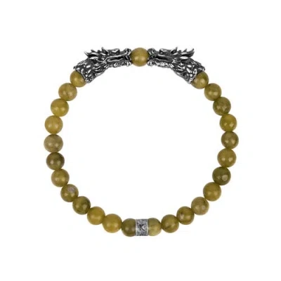 Karma And Luck Dragon's Valor Jade Bracelet In Green